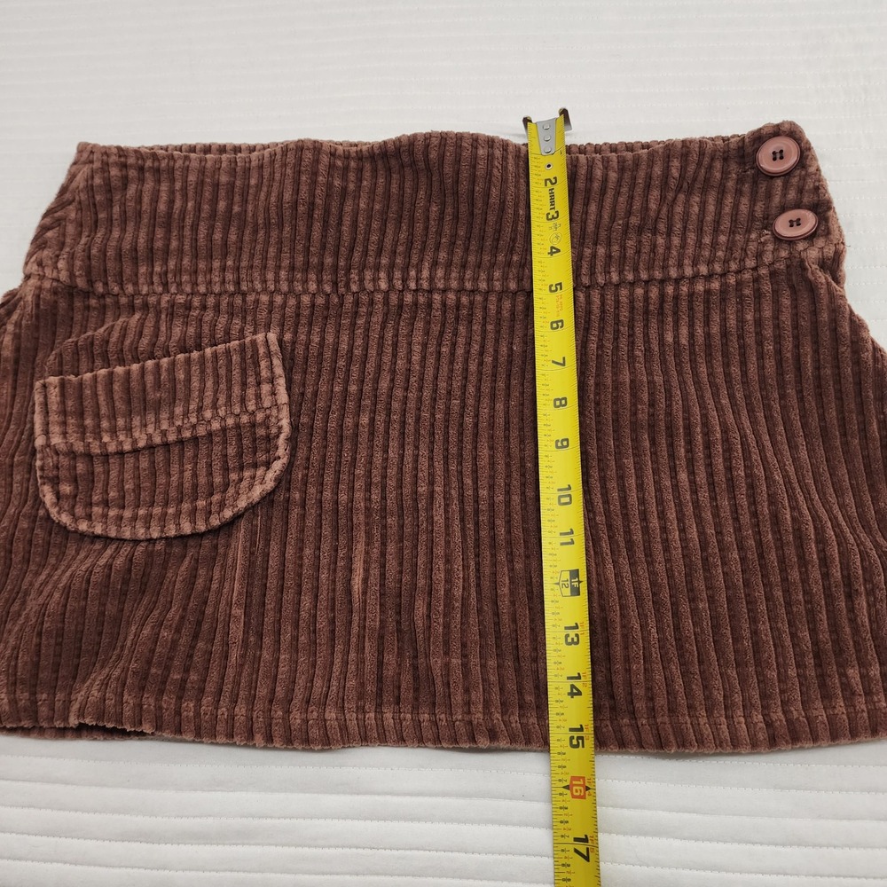 Final Touch‎ Brown Corduroy Mini Skirt Retro Pocket A Line Womens - Picture 4 of 5